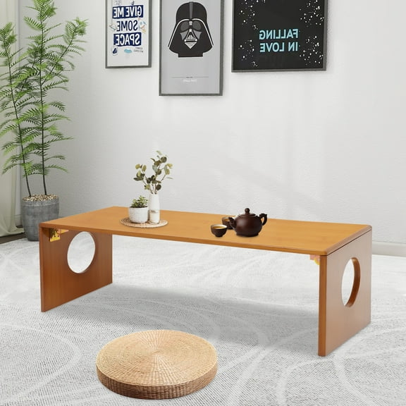 Multipurpose Foldable Coffee Table Japanese Minimalist Design, Easy Clean Bamboo Surface, 42.91in Package Size for Apartments, Dorms & Balconies
