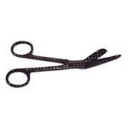Multipurpose Gauze Scissors 5.5" Stainless Steel Comfortable Grip Angled Blades Round Tip - Purple Stars Print