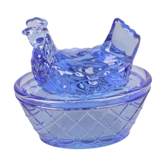 Multipurpose Glass Hen on Nest Miniature Figurine with Lid Decorative Piece for Living Room Bedroom Accent Easter