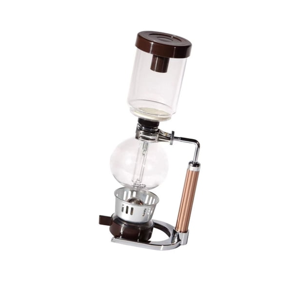 Multipurpose Glass Siphon Coffee Maker Vacuum Brews Wood Handle 3 Cup Size