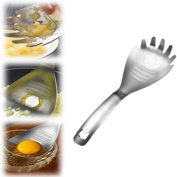 Multipurpose Grinding Spoon, Stainless Steel Multipurpose Kitchen Spoon, Stainless Steel Garlic Crusher, Pasta and Spaghetti Serving Spoon, Potato Tool, Egg Separator for Kitchen