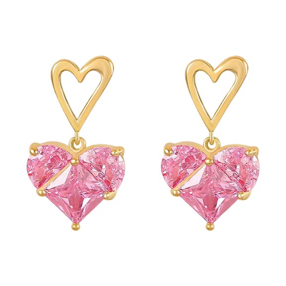 Multipurpose Heart Shaped Zircon Earrings Crafted from Comfortable Alloy Materials Accesspru for Versatile Wear