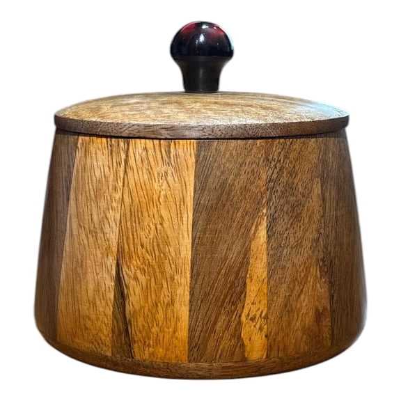 Multipurpose Jar Brown Wooden Table Top With Lid Single Compartment Salt and Sugar Container