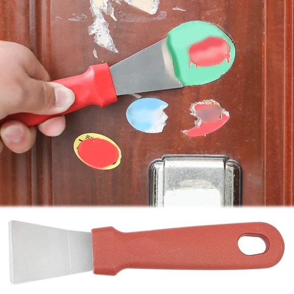 Multipurpose Kitchen Cleaning Spatula with Protective Case, Oil Fume Removal Range Hood Shovel Stubborn Dirt Spatula Fridge Freezer De-icer Ice Scraper Refrigerator Shovel Red 1.18x5.3 inch
