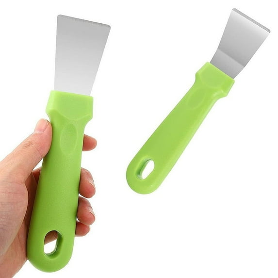 Multipurpose Kitchen Cleaning Spatula Stainless Steel Scraper Straight & Angled Metal Scraper Tool for BBQ Grill, Pan, Griddle