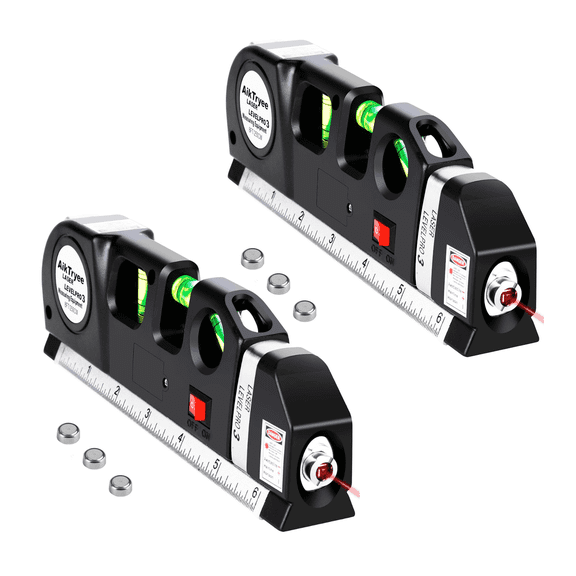 Multipurpose Laser Level Tool 3-in-1 Line Laser Leveler with Measuring Tape and Metric Rulers Cross Line Laser Beam Leveling Tool for Picture Hanging, Home Cabinet Installation Tile & Wall Projects