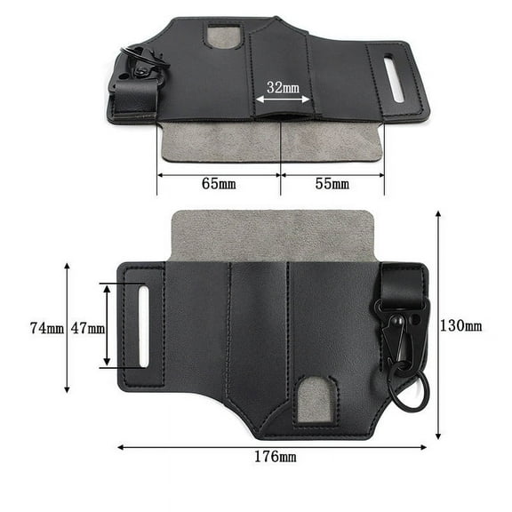 Multipurpose Leather Belt Sheath, Pu Leather Multitool Sheath for Tactical Flashlight & Hunting Knife, Hand-Dyed Waist Tool Pouch for Camping Hiking Fishing Outdoor Activities