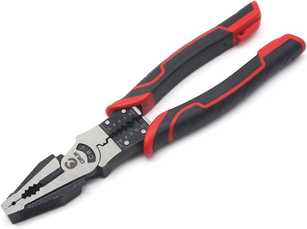 Multipurpose Linesman Pliers,8.5in,multifunction Combination Pliers with Wire Stripper/Crimper/Cutter Function, Heavy Duty Side-Cutting for Crimping, Stripping, Shearing, Screwing.6-in-1