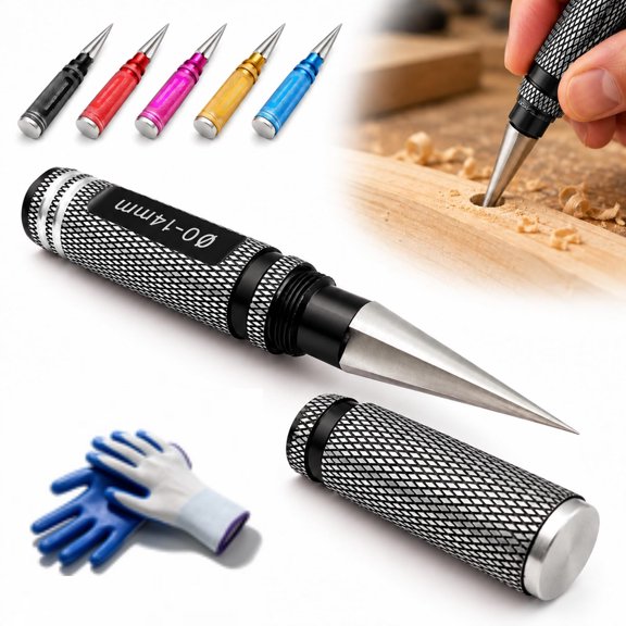 Multipurpose Manual Hole Punch, 0-14mm Steel Reamer for DIY Crafts,0-14mm hole expansion, steel body and anti-slip grip; precise manual reaming for RC shells, plastic models and DIY crafts