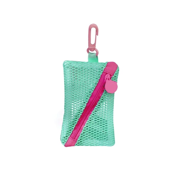 Multipurpose Mesh Zipper Pouch With Carabiner Clip Small Lightweight Mesh Organizer Bag For Cosmetics Keys Cards Mini Portable Storage Pouch For Dail