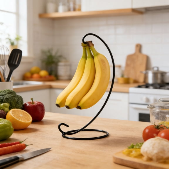 Multipurpose Metal Hanging Hook Stand Banana Holder Fruit Rack for Kitchen Countertop Decor Storage