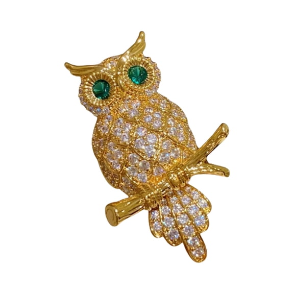 Multipurpose Metal Owl Brooch Rhinestones Crystal Covered Lapel Pin Perfect For Weddings Business Event Daily Wear