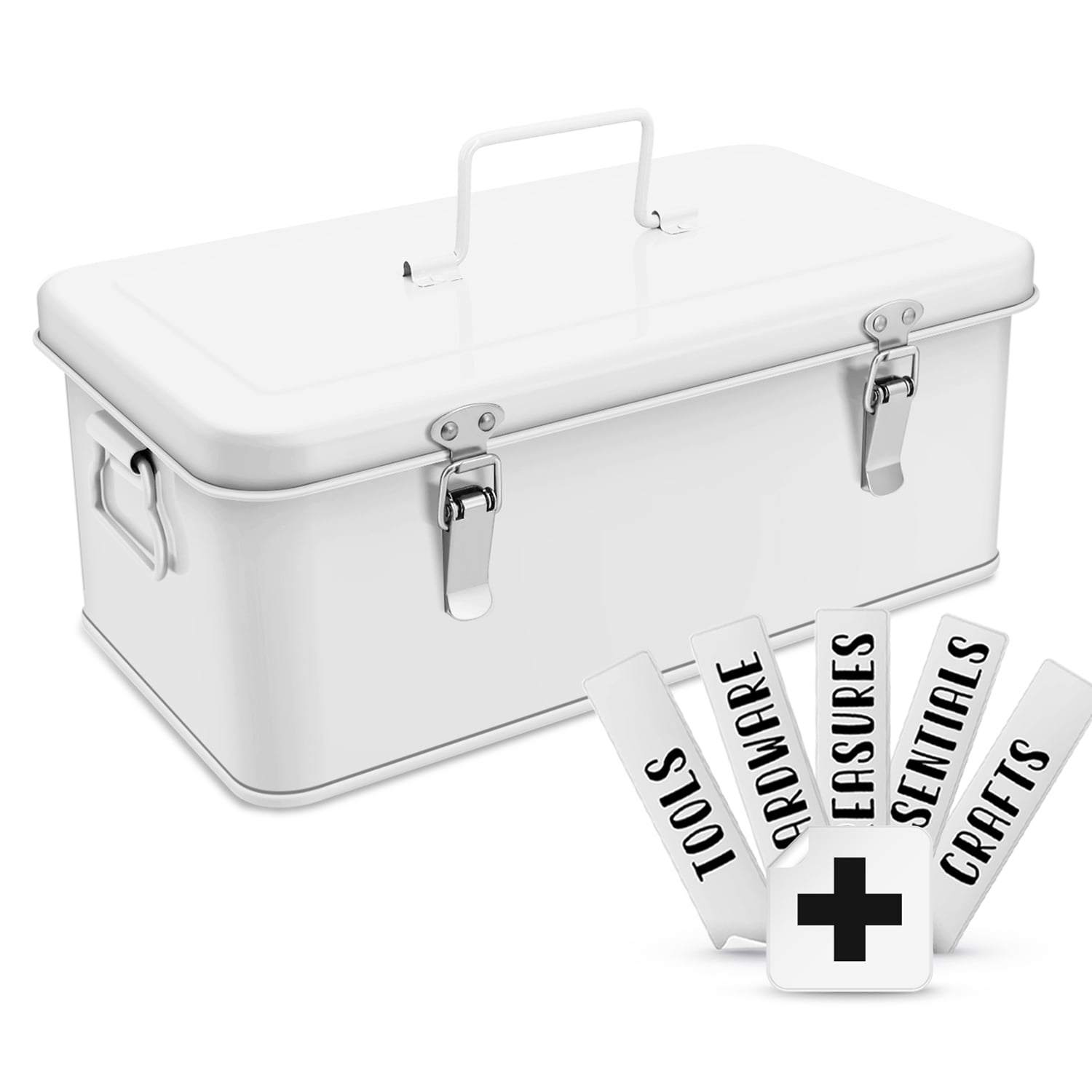 Multipurpose Metal Storage Box - Metal Box with Lid, Handles, and