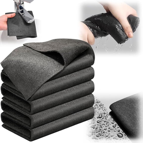 Multipurpose Microfiber Magic Cleaning Cloth, Reuseable Streak Free Microfiber Cloth Magic Fiber Microfiber Cleaning Cloth for Kitchen, Window, Mirror and Car Glass (5PCS, 8" L x 12" W)