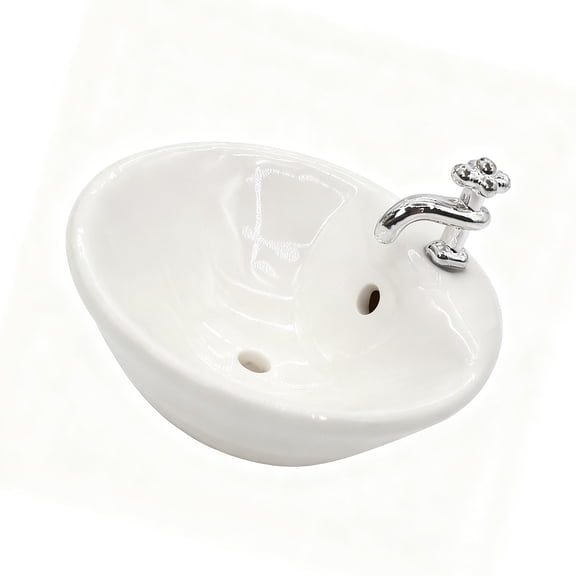 Multipurpose Miniature Sink For Dollhouses Decorations Bathroom Kitchen Scenes 1:12 Ceramic Basin With Smooth Finishing