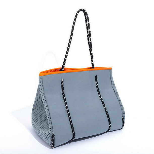 Aveki Neoprene Tote Bag Large Beach Bag for Women Pool Gym Tote Travel Tote gray E01 Grey