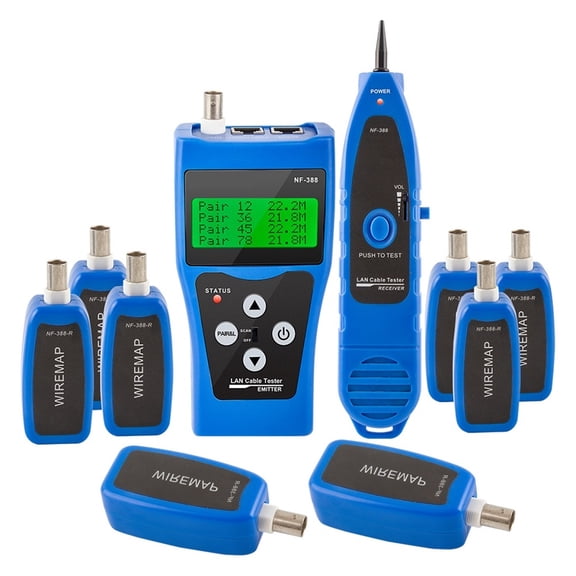 Multipurpose Network LAN Phone Cable Tester 8 Far-end Test Jacks, Hunt 5E, 6E Wire Tracker Measure Cable Length ,circuit check
