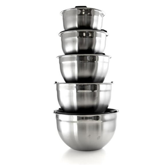 Multipurpose Non Slip Stackable Mixing Bowl Set with Plastic Lid - 5 Piece
