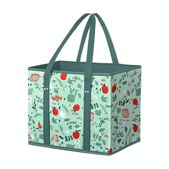 Multipurpose Nonwoven Shopping Basket Foldable Grocery Bag With Florals Pattern For Supermarket Outdoor Use