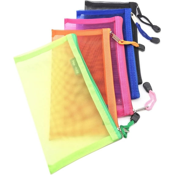 Multipurpose Nylon Mesh Pouch 5pcs - Makeup Bag Travel Organizer Cosmetic Case