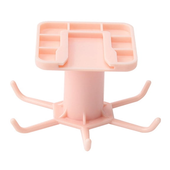 Multipurpose Paste Hook Rotatable Heavy Duty Stable Decorative 6 Claw Flexible Organizers for Restroom Cabinet Living Room Dormitory Pink