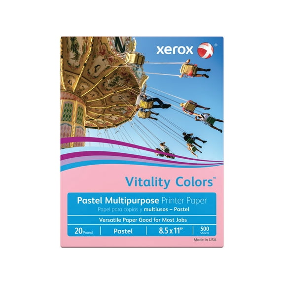 Xerox Vitality Colors Multipurpose Printer Paper, Letter Paper Size, 20 Lb, 30% Recycled, Pink, Ream Of 500 Sheets