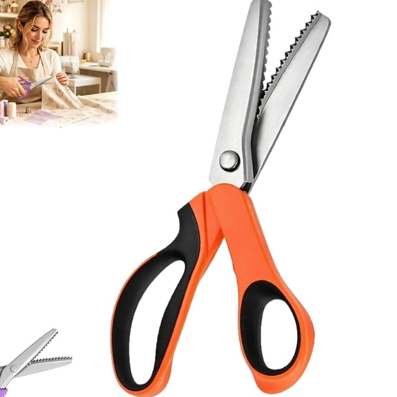 Multipurpose Pinking Shears Serrated Scissors, Comfort Grip Handled , DIY Serrated Sewing Scissors, Ergonomic Soft-Grip, Pinking Shears Scissorses for Sewing, Quilting & DIY Craft Projects(A wavy )