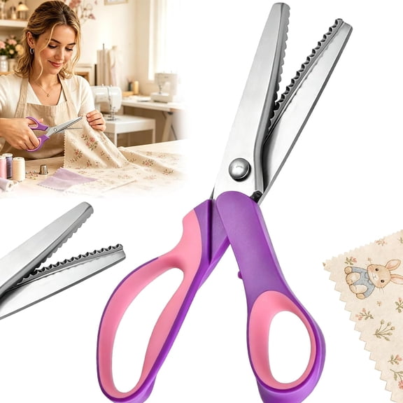 Multipurpose Pinking Shears Serrated Scissors - Pinking Shears (Purple wavy teeth*1)