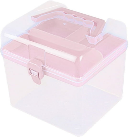 Plastic Craft Storage Containers with Removable Tray, Clear Plastic Storage Box with Lid & Handle, Easy Carry & Stack Small Storage Container, 1 Pcs, 6.29x5.51"