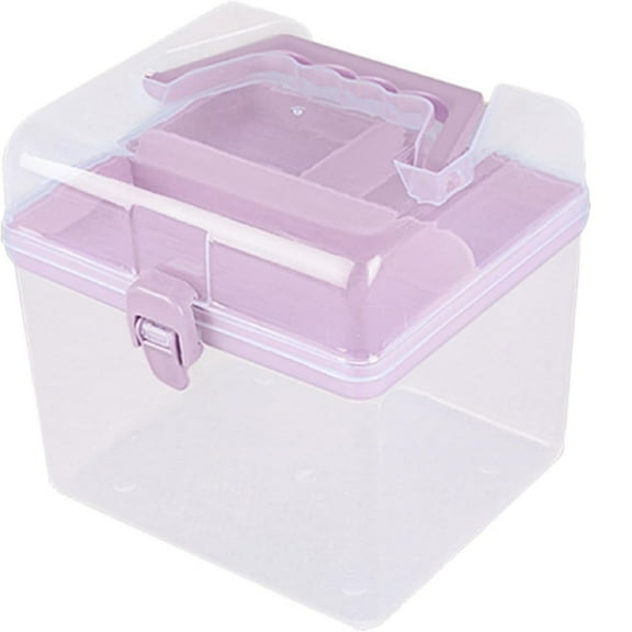 Multipurpose Plastic Craft Storage Containers with Removable Tray, Clear Plastic Storage Box with Lid & Handle, Easy Carry & Stack Small Storage Container, 1 Pcs, 6.29x5.51"