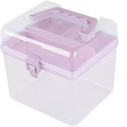 Multipurpose Plastic Craft Storage Containers with Removable Tray, Clear Plastic Storage Box with Lid & Handle, Easy Carry & Stack Small Storage Container, 1 Pcs, 6.29x5.51