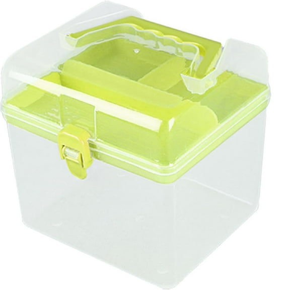 Plastic Craft Storage Containers with Removable Tray, Clear Plastic Storage Box with Lid & Handle, Easy Carry & Stack Small Storage Container, 1 Pcs, 6.29x5.51"