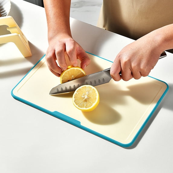 Multipurpose Plastic Cutting Board Set with Non-Slip Edge and Dishwasher Safe Surface,Large Food Grade Chopping Board for Vegetables,Meat,and Fruit,Essential for Home Kitchen(Blue)