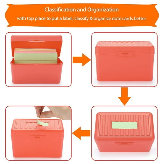 Multipurpose Plastic Storage Box with Handle and Latch Lock, Index Card Organizer Holder for Home Office Desk, Blue