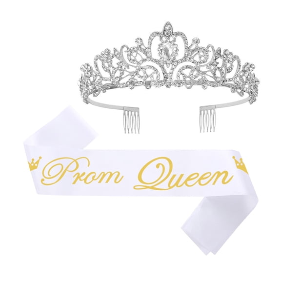 Multipurpose Prom Hair Accessories Set Glittering Metal Crowns Comfortable Satins Ribbon Elegant For Stage Performances