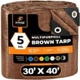 thumbnail image 1 of Multipurpose Protective Cover Brown Poly Tarp 30' x 40' - Durable, Water Resistant, Weather Resistant - 5 Mil Thick Polyethylene - by Xpose Safety, 1 of 8