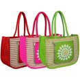 thumbnail image 1 of Multipurpose Reusable Jute Bags/, Eco-Friendly Ladies Bag Design Shopping Grocery Gift Bag with Handle for Women, Multicolor, ASSORTED COLOR Pack of 3, 1 of 3