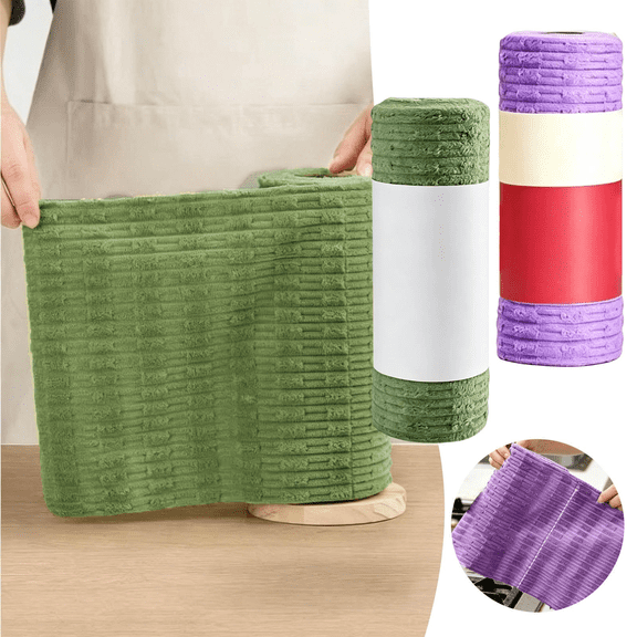 Multipurpose Reusable Tear-Off Cleaning Cloth Roll, Microfiber Cleaning Cloth Roll, Reusable Paper Towels Tear Away Cloth, Ultra Absorbent & Lint Free, Streak-Free for All-Around Cleaning