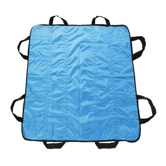 Multipurpose Reusable Transfer Sheet 48 x 40 Positioning Bed Pad with Handles for Patient Turning, Lifting & Repositioning Washable Double-Sided Nylon Blue