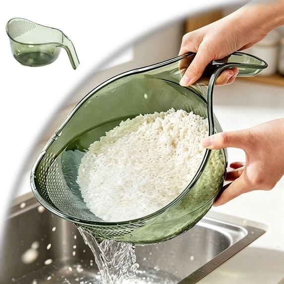 Multipurpose Rice Washing Bowl Strainer with Handle, Multifunctional Rice Strainer with Handle - Colander for Draining Vegetables, Fruits