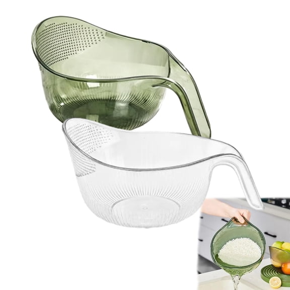 Multipurpose Rice Washing Bowl Strainer with Handle,  Rice Washer Strainer for Draining Vegetables, Fruits, Cheese, Coffee Dispenser Set