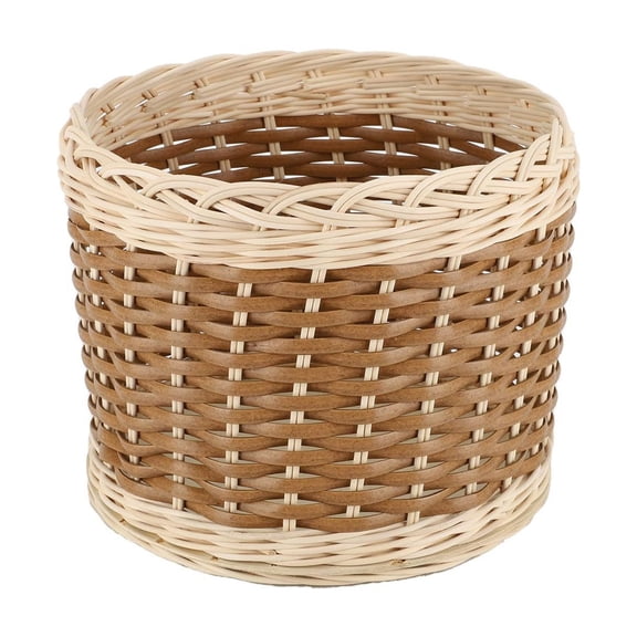 Multipurpose Round Storage Container for Efficient Home Tidying Featuring Sustainable Imitation Rattan Designs