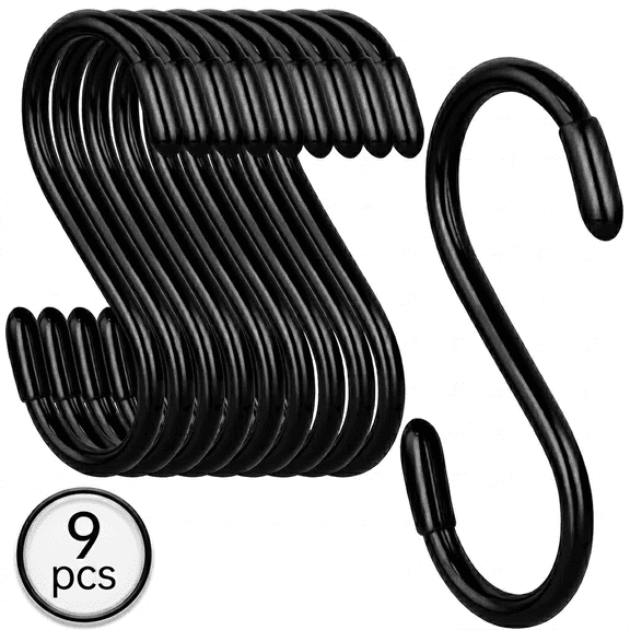 Multipurpose S-Hooks with Protective Rubber Grip, Non-Slip S-Shaped Storage Hooks for Closet Organization, Hanging Rack for Belts, Bags, Plants and Tools, Heavy Duty & Easy Installation