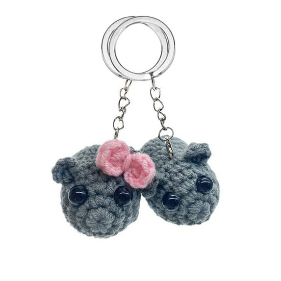 Multipurpose Sad Hamster Keychain Charm Pendant Set of 2, Handmade Craft Supplies Great for Gifting Backpacks and Keys