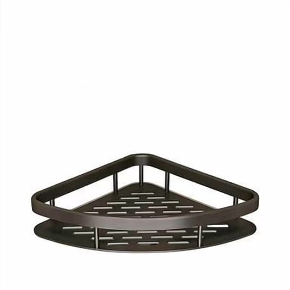Multipurpose Self Adhesive Wall Mounted Shelf Black Shower Caddy Hanging Corner Shower Caddy Triangular Aluminum with Hollow Base Removable Corner Shelf for Bathroom Toilet Kitchen Storage