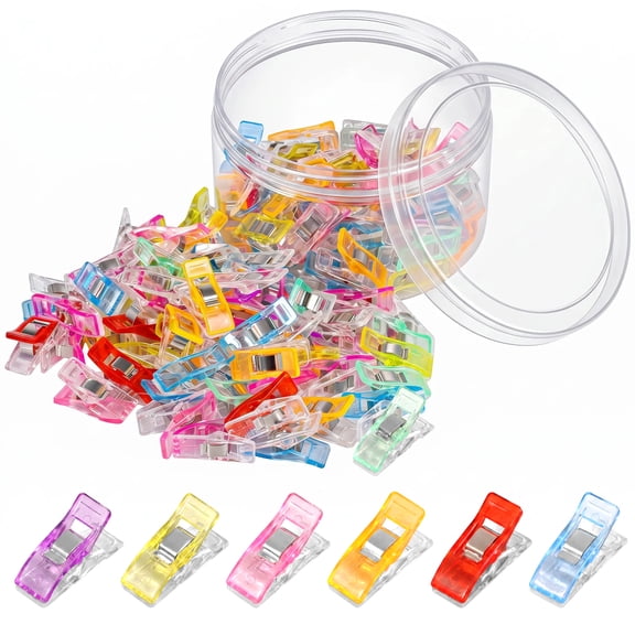 Multipurpose Sewing Clips, 100 Pcs Premium Plastic Fabric Clips Supplies, Perfect Alternative Sewing and Quilting Pins, Fit Any Chip, Bag Binding for Food, Assorted Colors