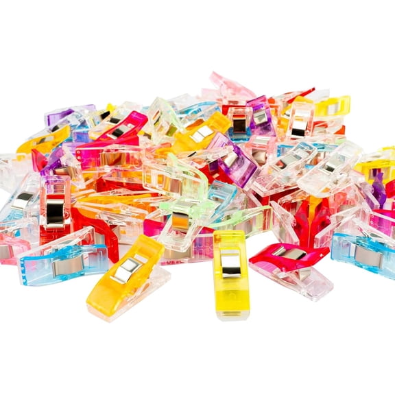 Multipurpose Sewing Clips Pack of 100, Perfect Alternative Quilting Pins | Premium Plastic Fabric Clips Sewing Supplies, Fit Any Chip Clips, Bag Binding for Food, Assorted Colors
