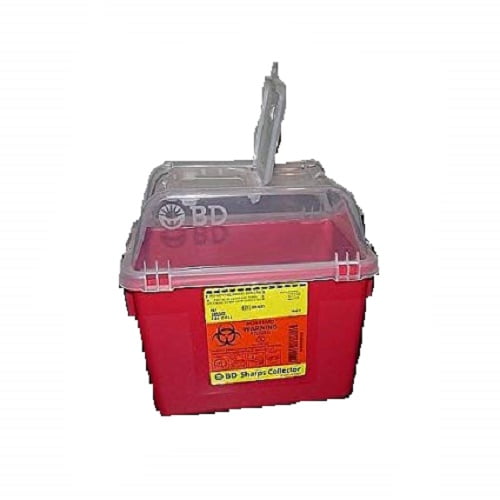 Multipurpose Sharps Container MultiUse Nestable 1007 X 709 X 984 Inch 8 Quart Red Base Clear Lid Open Top (24/CA)