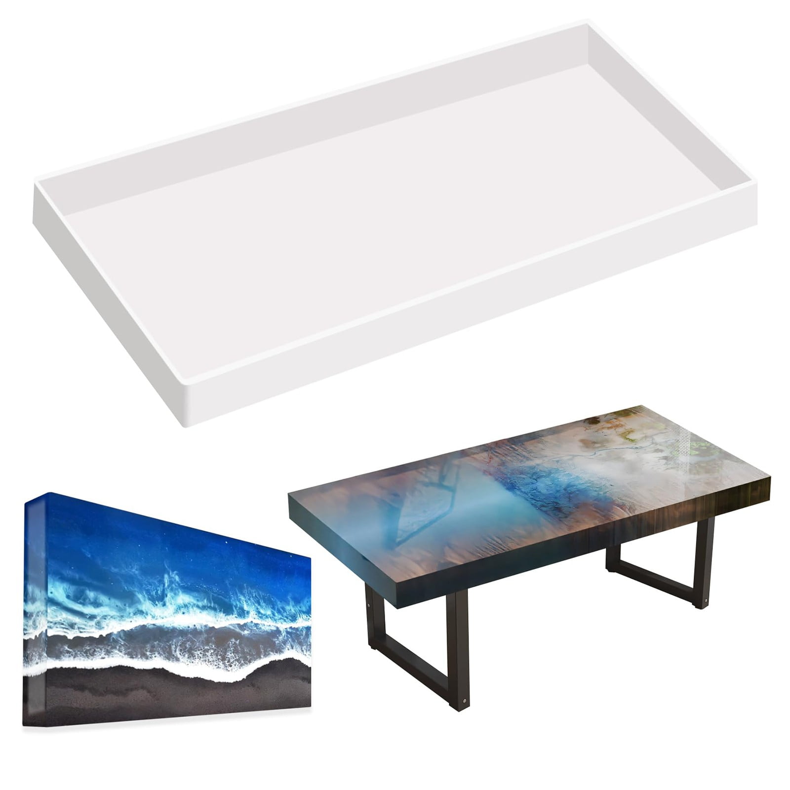 Multipurpose Silicone Mould for Epoxy Resin Projects Table Making Set with 4 Metal Legs