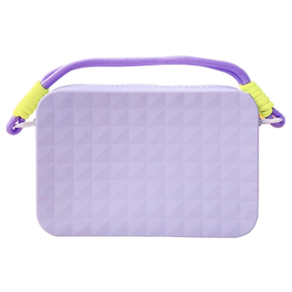 Multipurpose Silicone Storage Bag with Zippered and Strap for Beach Essential Soft Insert Case for Phones and Small Item Purple
